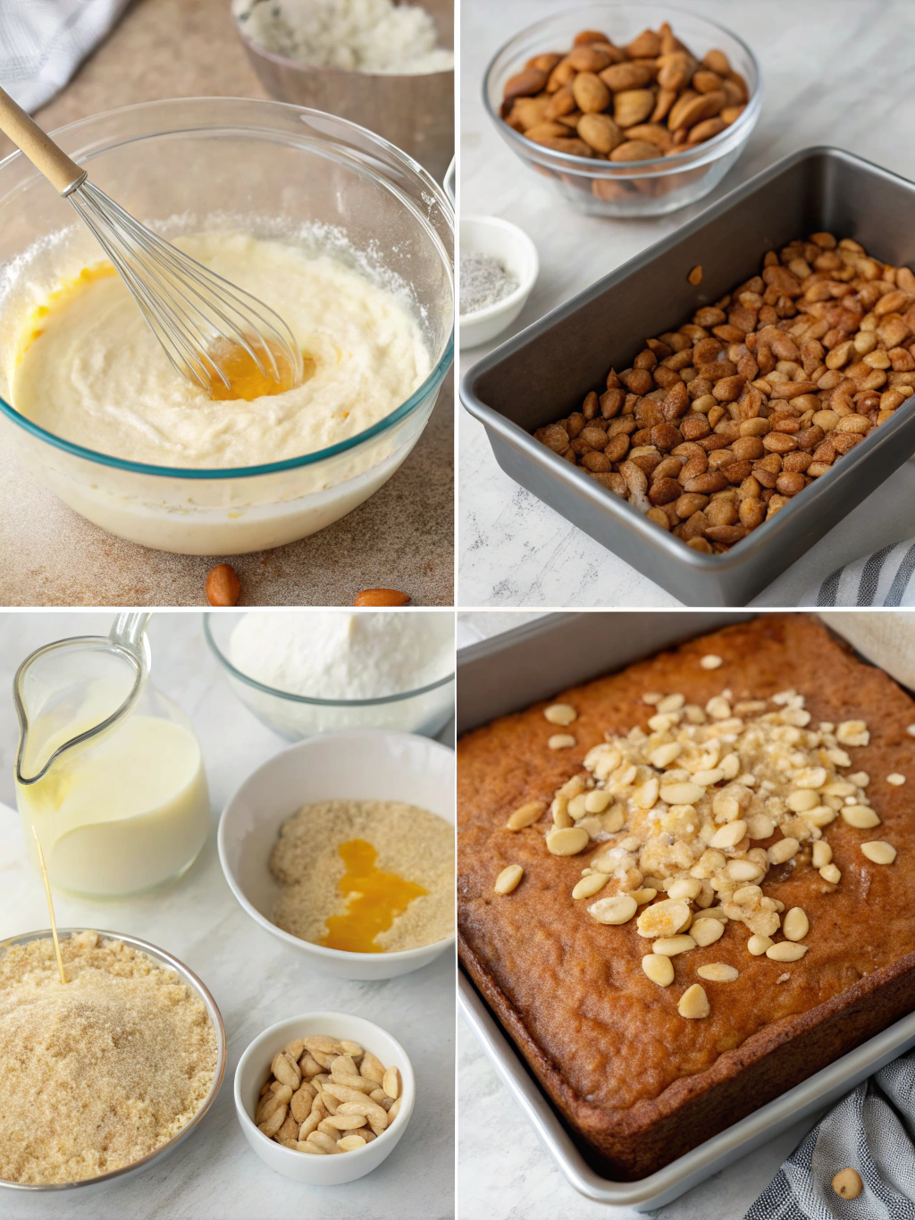 almond nut cake recipe preparing steps